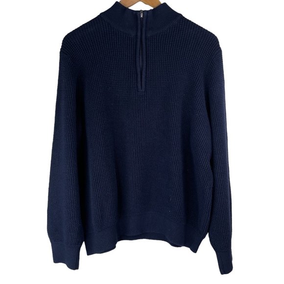 L.L. Bean Other - L.L. Bean Quarter Zip Knit Sweater Mock Neck Pullover Cotton Cashmere Men's XL
